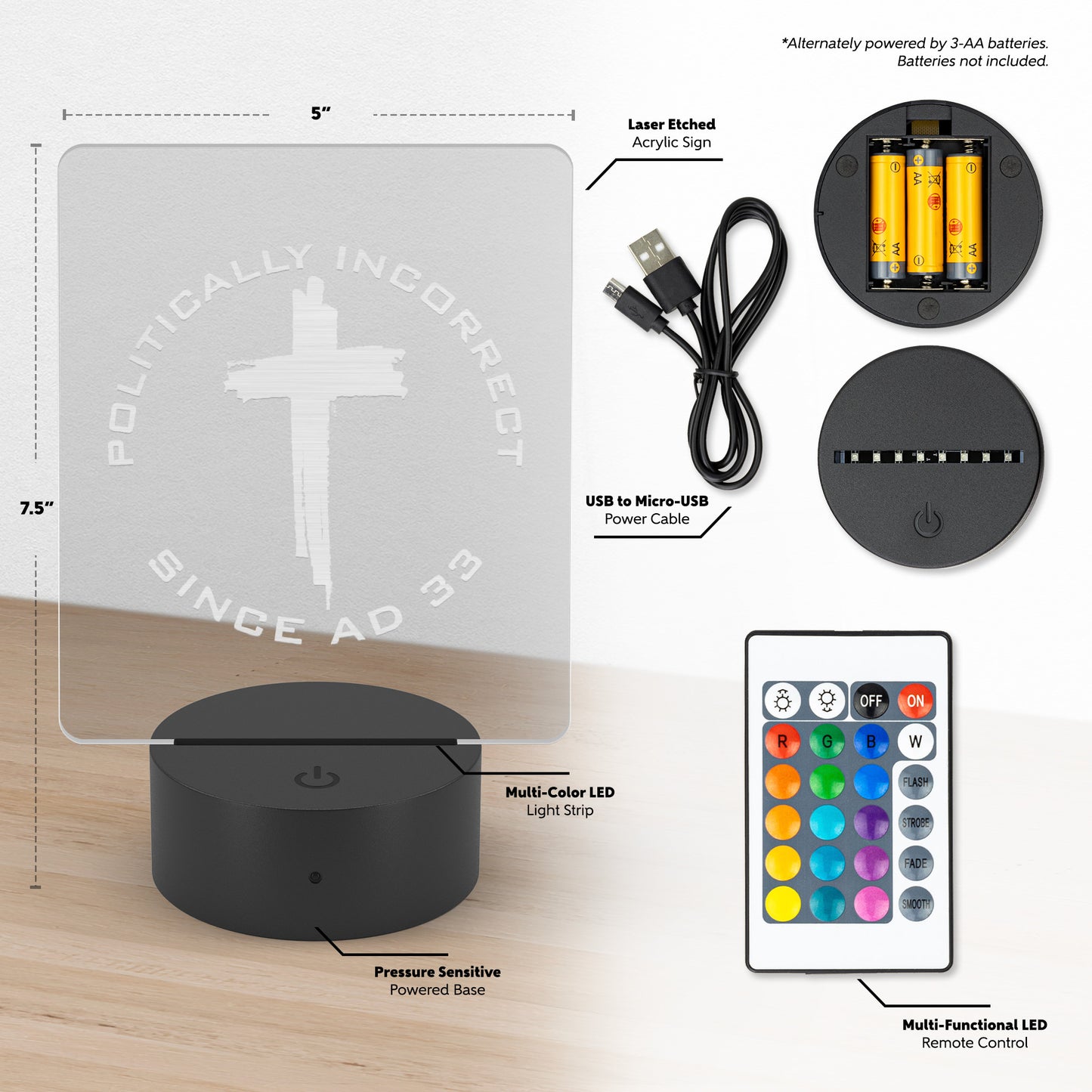 Laser Etched LED Light - Politically Incorrect Since AD 33