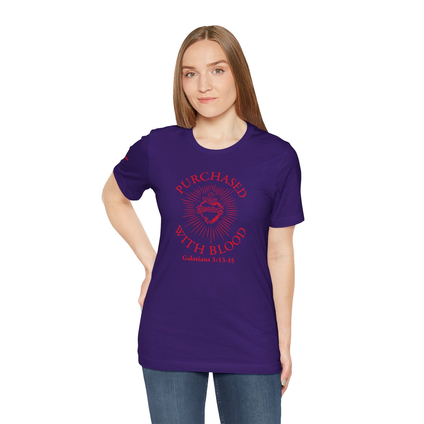 Purchased With Blood' Galatians 3:13-15 Red Design - Tee
