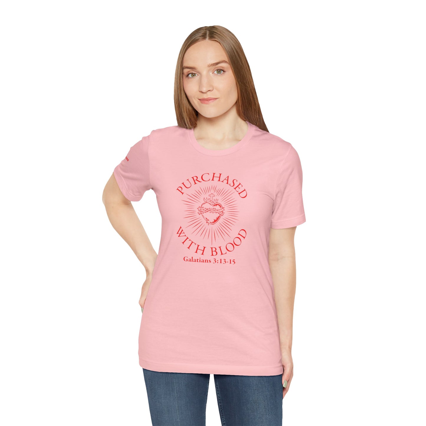 Purchased With Blood' Galatians 3:13-15 Red Design - Tee