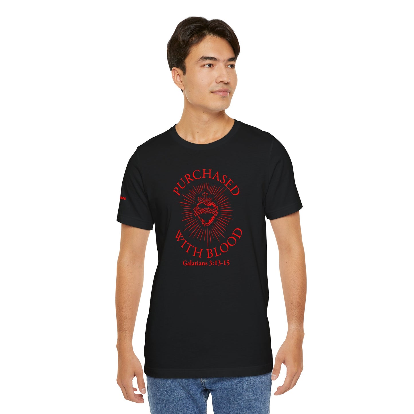 Purchased With Blood' Galatians 3:13-15 Red Design - Tee
