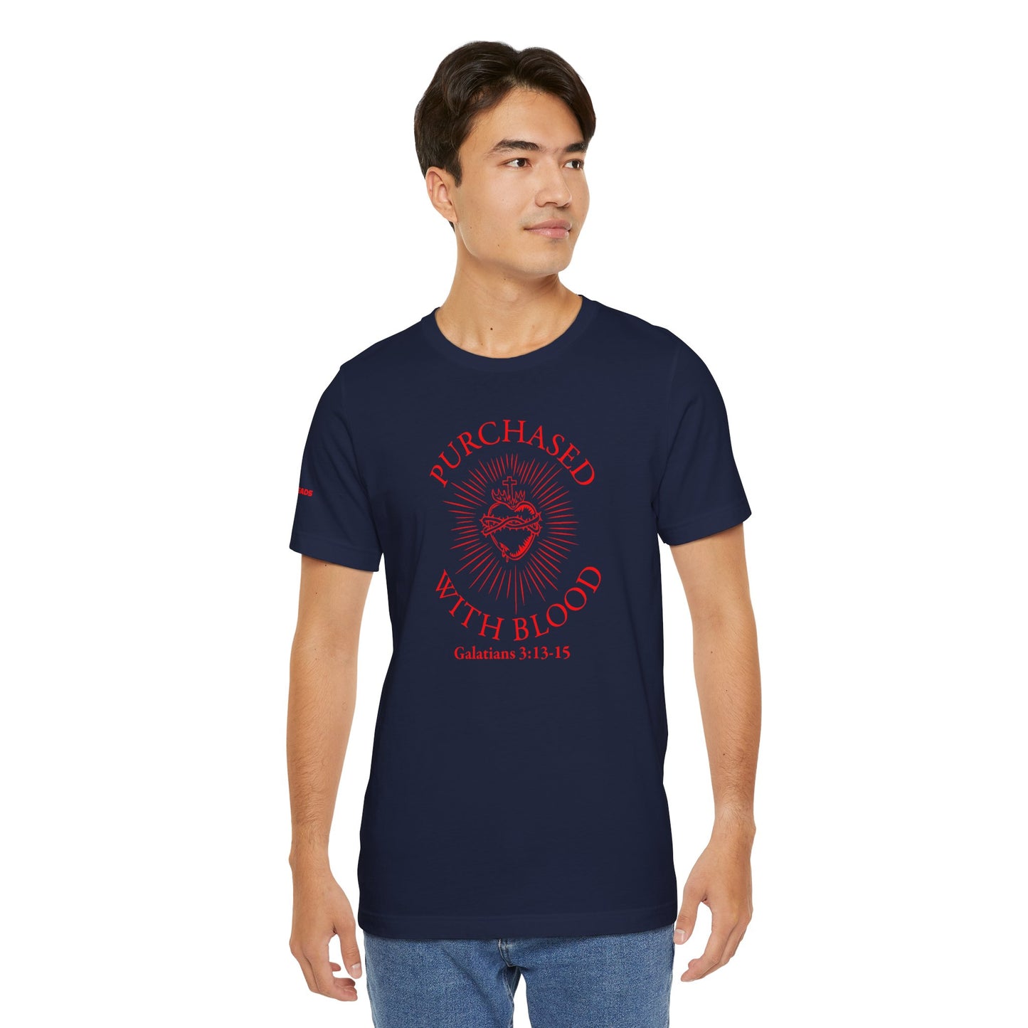Purchased With Blood' Galatians 3:13-15 Red Design - Tee