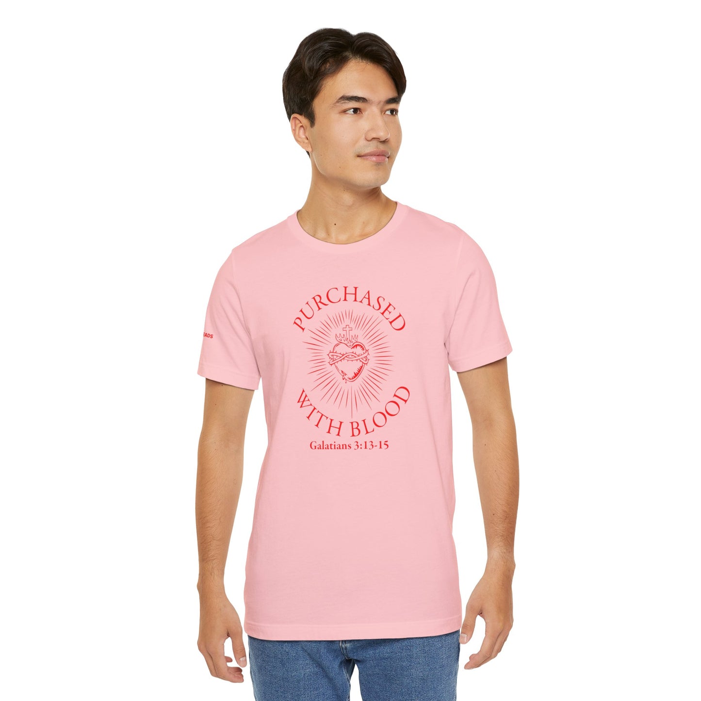 Purchased With Blood' Galatians 3:13-15 Red Design - Tee