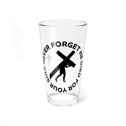 Inspirational Mixing Glass - 16oz with 'Never Forget' Design for Faith-Focused Occasions