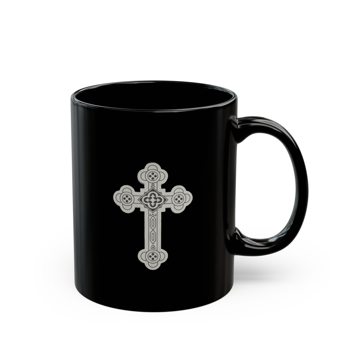 Elegant Orthodox Cross Design Black Mug - 11oz & 15oz | Perfect Gift for Faith & Inspiration