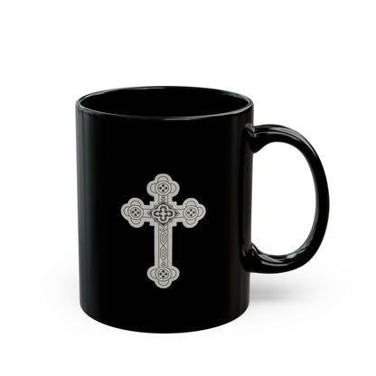 Elegant Orthodox Cross Design Black Mug - 11oz & 15oz | Perfect Gift for Faith & Inspiration