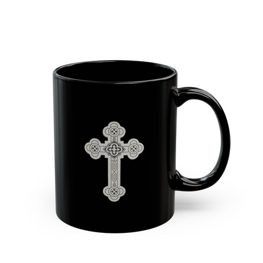 Elegant Orthodox Cross Design Black Mug - 11oz & 15oz | Perfect Gift for Faith & Inspiration