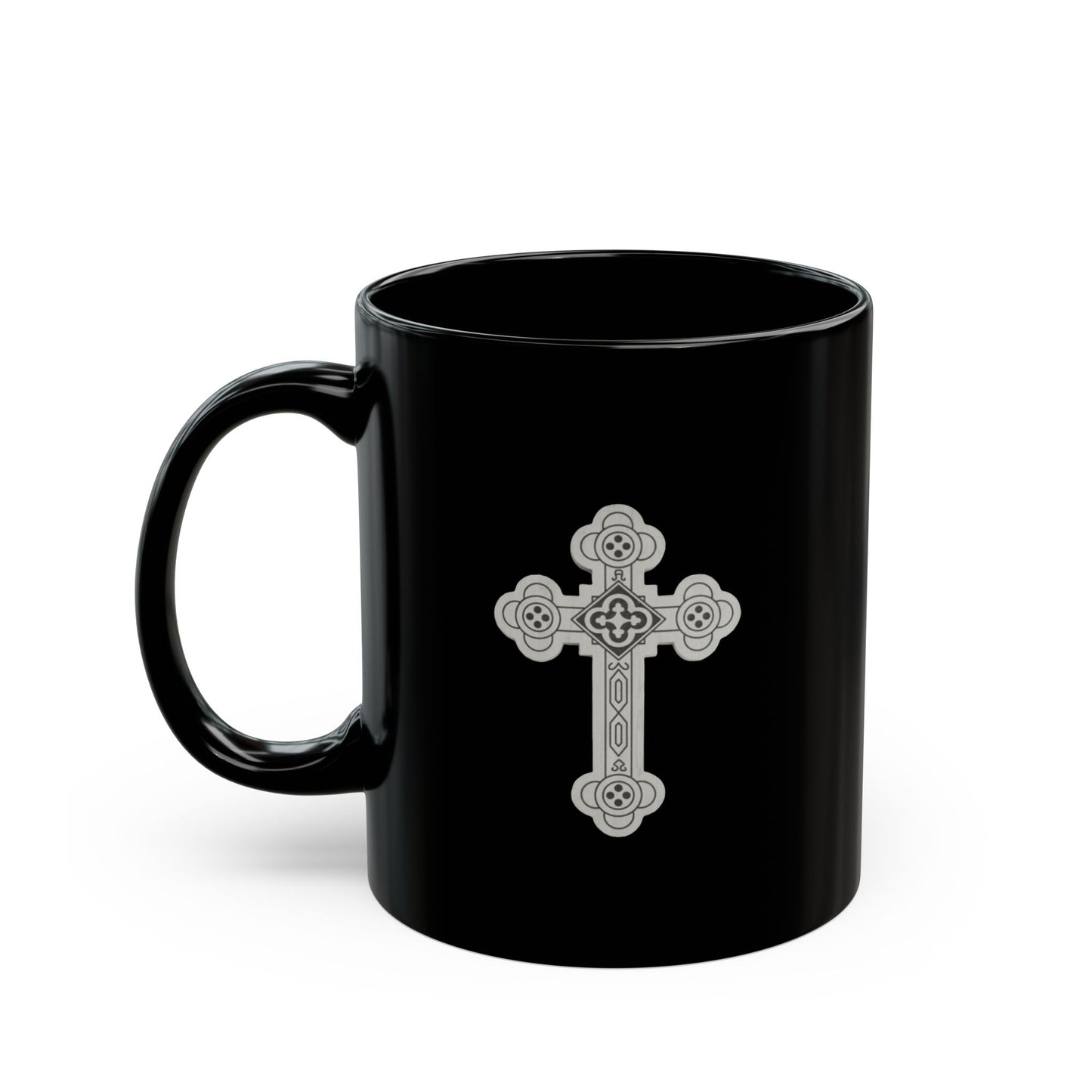 Elegant Orthodox Cross Design Black Mug - 11oz & 15oz | Perfect Gift for Faith & Inspiration