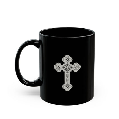 Elegant Orthodox Cross Design Black Mug - 11oz & 15oz | Perfect Gift for Faith & Inspiration