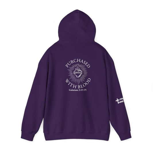 'Purchased with Blood' Inspirational Biblical Design - High Quality Fleece Hoodie -