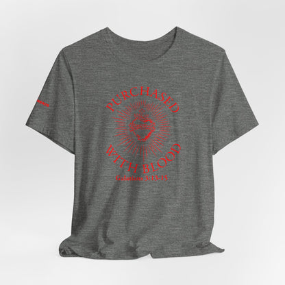 Purchased With Blood' Galatians 3:13-15 Red Design - Tee