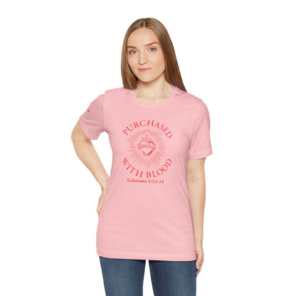 Purchased With Blood' Galatians 3:13-15 Red Design - Tee