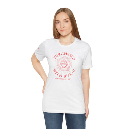 Purchased With Blood' Galatians 3:13-15 Red Design - Tee