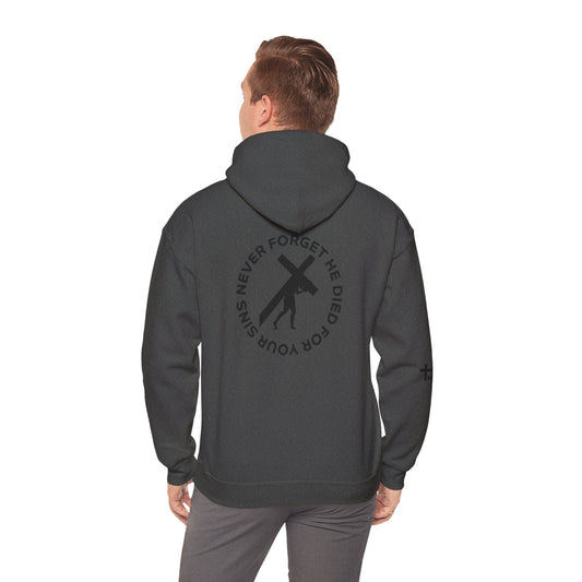 'Never Forget' Inspirational Biblical Black Design - High Quality Fleece Hoodie