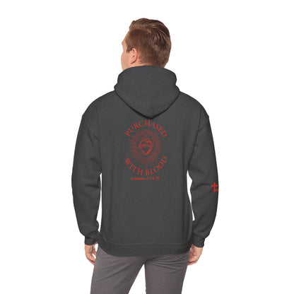 Purchased with Blood' Inspirational Biblical Red Design